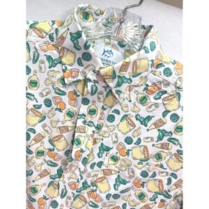 Southern Tide Mens Small Margarita Tequila Print Short Sleeve Button Down Shirt